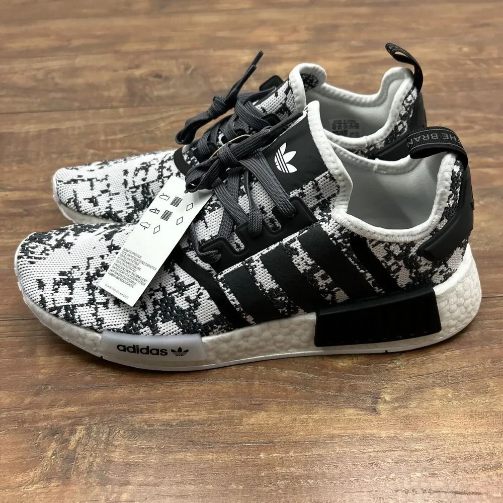 New Adidas NMD_R1 Grey Digi‎ Camo NMD R1 Black White IE9613 Womens 10 Shoes